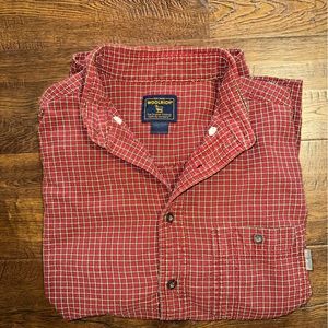Woolrich Red Flannel Cotton Long Sleeve Button Down-Large
